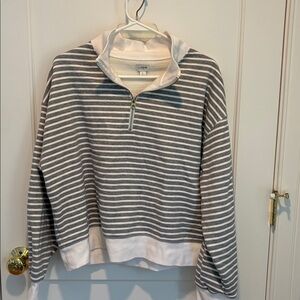 J.Crew Striped Hoodie in Gray and White
